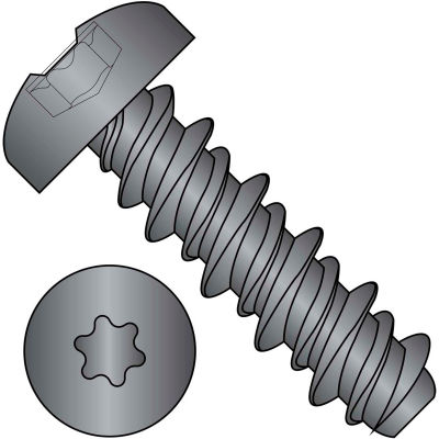 #10 x 5/8 #8HD Six Lobe Pan High Low Screw Fully Threaded Black Zinc Bake - Pkg of 6000