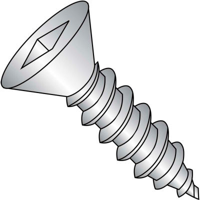 #10 x 3/4 Square Flat Self Tapping Screw Type A Fully Threaded 18-8 Stainless Steel - Pkg of 3000