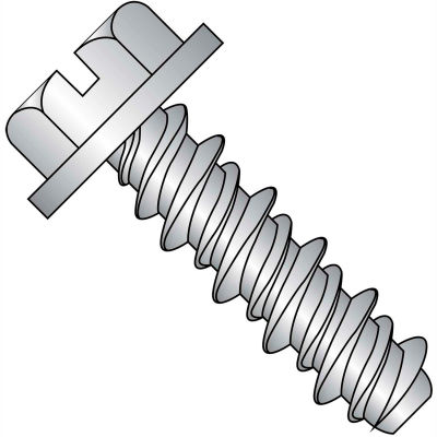 #10 x 3/4 #8HD Slotted Indented Hex Washer High Low Full Thread 18-8 Stainless Steel - Pkg of 3000