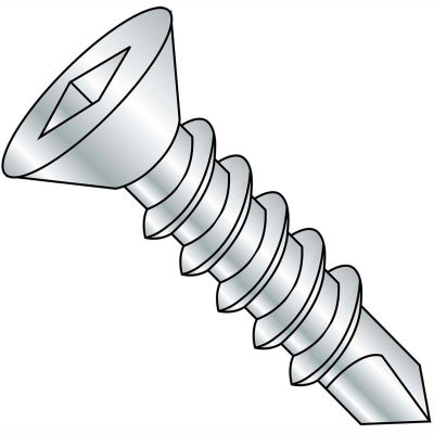 #10 x 1 Square Drive Flat Head Full Thread Self Drilling Screw Zinc - Pkg of 5000