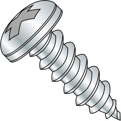#10 x 1-1/2 Phillips Pan Self Tapping Screw Type AB Fully Threaded Zinc Bake - Pkg of 3000