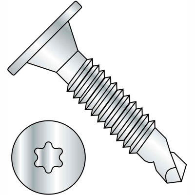 10-24X1 1/2 6 Lobe Wafer Head Full Thread Self Drilling Screw Zinc Bake, Pkg of 1000