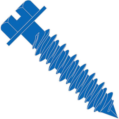 3/16 x 1-3/4 Slotted Hex Washer Concrete Screw With Drill Bit Blue Perma Seal - Pkg of 100