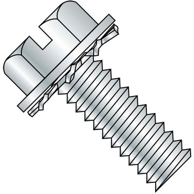 10-32X1/2 Slotted Hex Washer External Sems Machine Screw Fully Threaded Zinc Bake, Pkg of 5000