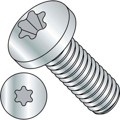 10-32 x 2 6 Lobe Pan Machine Screw - Fully Threaded - Zinc - Pkg of 1500