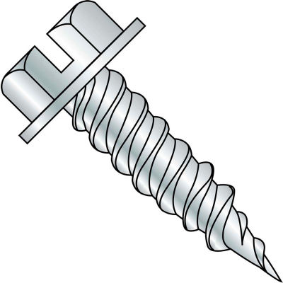 12-11X1 1/4 Slot Hex Washer Self Piercing 5/16 Across Flats Full Thread Zinc Needle Point 3000 pcs