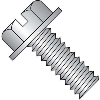 1/4-20X3/8 Slotted Indented Hex Washer Head Machine Screw Fully Threaded 18-8 Stainless Ste 1000 pcs