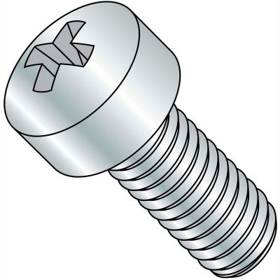 1/4-20X5/8 Phillips Fillister Head Machine Screw Fully Threaded Zinc, Pkg of 3000