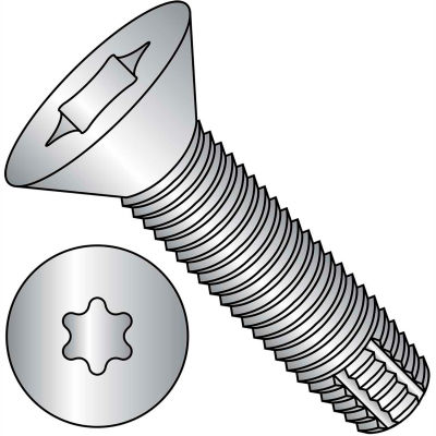 1/4-20X1 Six Lobe Flat Thread Cutting Screw Type F Full Thrd 18 8 Stainless Steel, Pkg of 1500