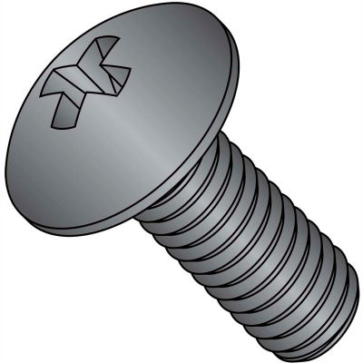 1/4-20X1 1/2 Phillips Full contour Truss Machine Screw Fully Threaded 18 8 SS Blk Oxide 1000 pcs