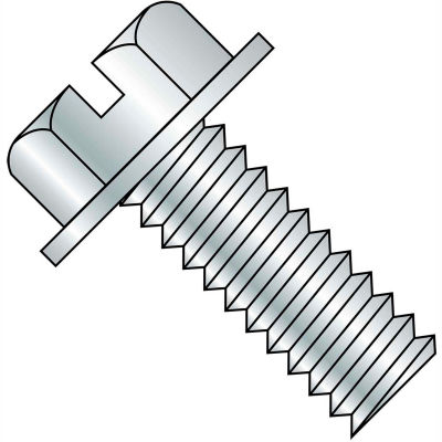 1/4-20X1 1/2 Slotted Indented Hex Washer Head Machine Screw Fully Threaded Zinc, Pkg of 1250
