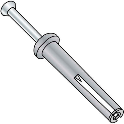 1/4X2 Mushroom Head Hammer Drive Anchor Zinc, Pkg of 100