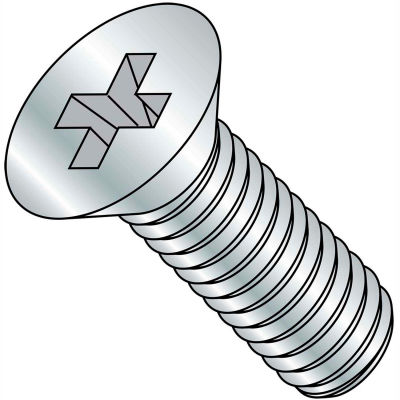 1/4-20X2 3/4 Phillips Flat Machine Screw Fully Threaded Zinc, Pkg of 800