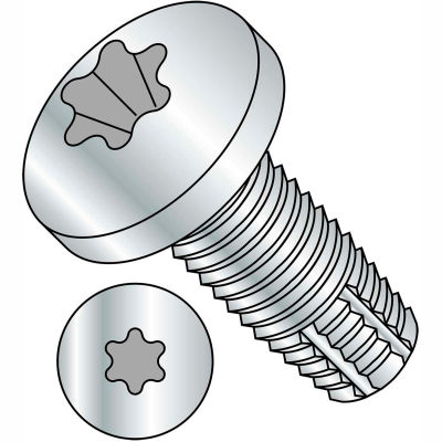 5/16-18X1 Six Lobe Pan Thread Cutting Screw Type F Fully Threaded Zinc Bake, Pkg of 1250