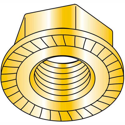 5/16-18 Serrated Flange Hex Lock Nuts Case Hardened HR15N 78/90 Zinc Yellow and Bake, Pkg of 1500