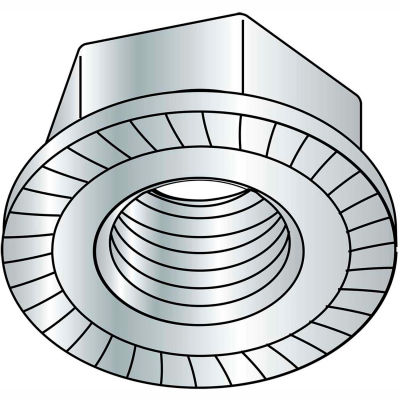 1/2-13 Serrated Flange Hex Lock Nuts Case Hardened HR15N 78/90 Zinc Bake, Pkg of 250