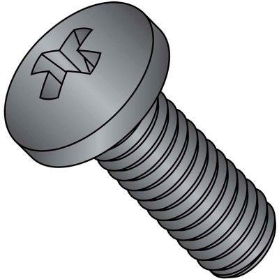 2-56 x 3/16 MS51957-B Phillips Pan Machine Screw Coarse - Full Thread - S/S - Black Ox - Pkg of 4000