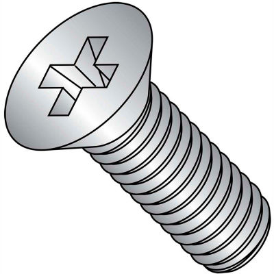 1/4-20 x 1/2 Phillips Flat Machine Screw - Full Thread - 300 Series S/S - Pkg of 1000