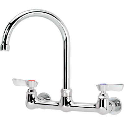 Krowne 12-801L - Commercial Series 8" Center Wall Mount Faucet, 6" Gooseneck