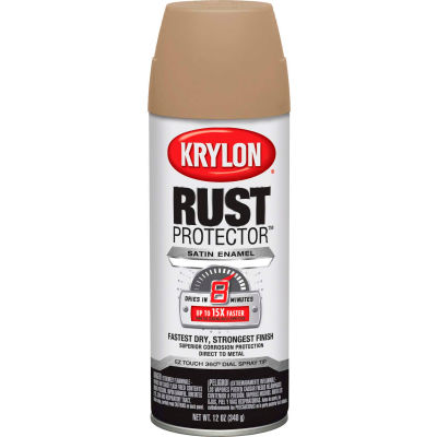 Krylon Rust Protector Rust Preventative Enamel Satin Khaki 12oz. Aerosol Can K06902700 - Pkg Qty 6