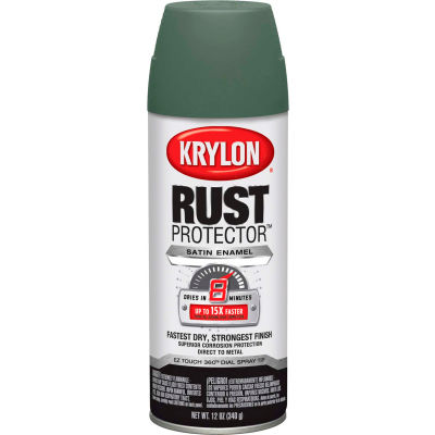 Krylon Rust Protector Rust Preventative Enamel Satin Moss Green 12oz. Aerosol Can K06903000 - Pkg Qty 6