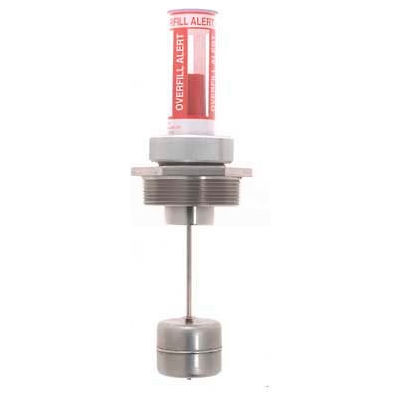 IBC/Tank Overfill Alert Gauge, Stainless Steel Bushing, Rod & Float, 2" Fitting, 10" Depth