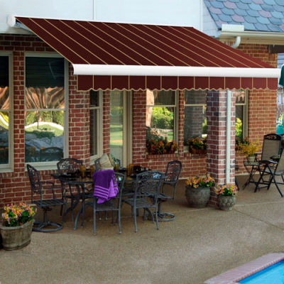 Awntech KWR12-170-BPIN, Retractable Awning Right Motor 12'W x 10'D x 10"H Burgundy Pin