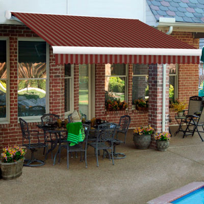 Awntech KWM20-BT, Retractable Awning Manual 20'W x 10'D x 10"H Projection BurgundyTan