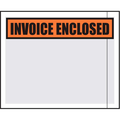 Packing List Envelopes - "Invoice Inclosed" 4-1/2" x 5-1/2" Orange - 1000/Case