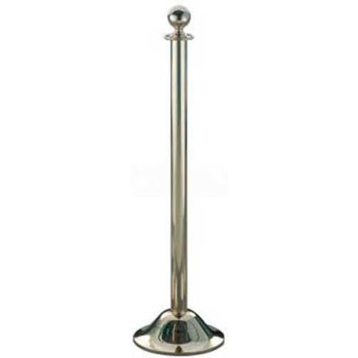 Lavi Industries Crown Portable Queueing Post, 41.5"H Polished Brass Post
