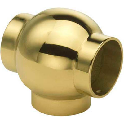 Lavi Industries, Ball Tee, for 2" Tubing, Polished Brass