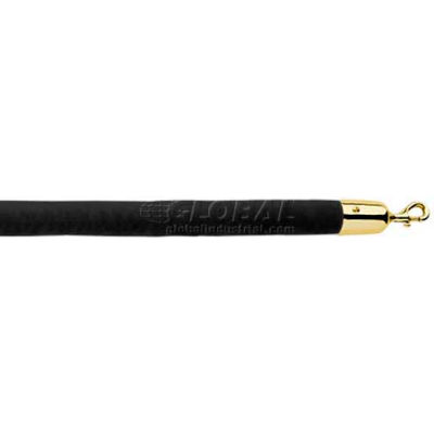 Lavi Industries 6'L Black Velour Rope With Polished Brass Hooks