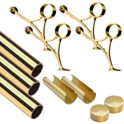 Lavi Industries, 12' Foot Rail Kit, 2" Tube, Polished Brass