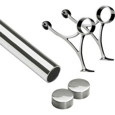 Lavi Industries, 3' Foot Rail Kit, 2" Tube, Polished Stainless Steel