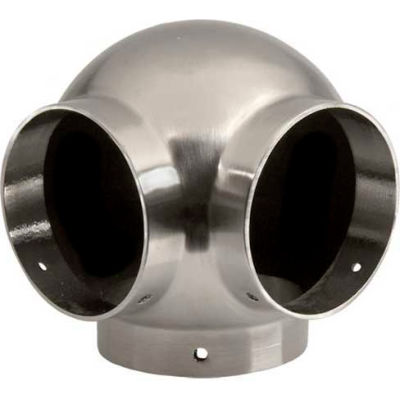 Lavi Industries, Ball Elbow, Side Outlet, for 2" Tubing, Satin Stainless Steel