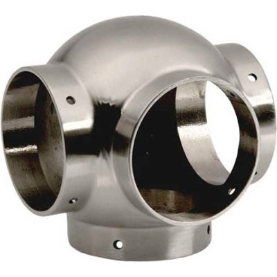 Lavi Industries, Ball Tee, Side Outlet, for 2" Tubing, Satin Stainless Steel