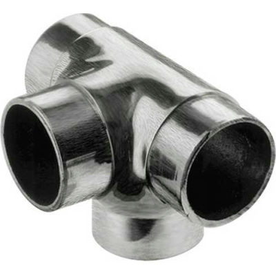 Lavi Industries, Flush Tee Fitting, Side Outlet, for 2" Tubing, Satin Stainless Steel