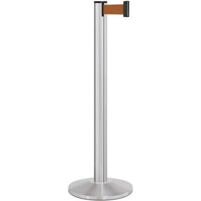 Lavi Industries Beltrac® Retractable Belt Barrier, 40" Silver Post, 7' Bronze Belt