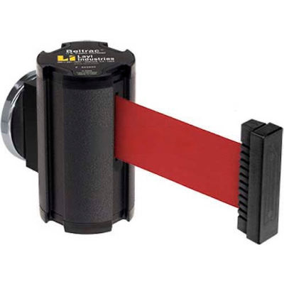 Lavi Industries Wrinkle Black Magnetic Wall Mount Unit, 7'L Red Retractable Belt