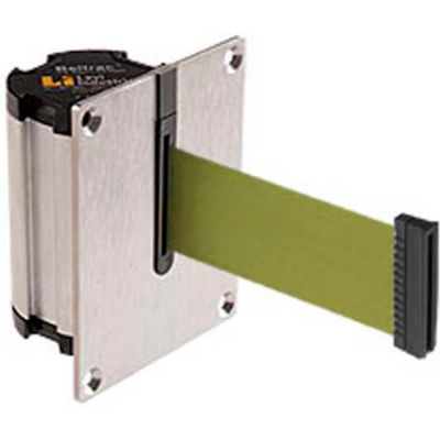 Lavi Industries Beltrac Concealed Mount Wall Unit, 7'L Olive Green Retractable Belt