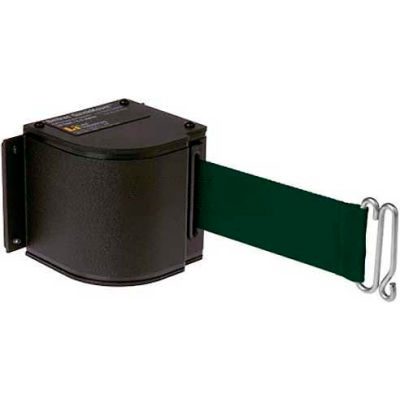 Lavi Industries Black Quick Mount Barricade, 18'L Forest Green Retractable Belt, Modified Mount