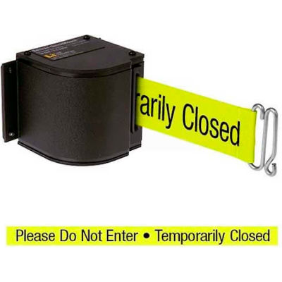 Lavi Industries Black Quick Mount Barricade, 18'L "Please Do Not Enter" Belt, Modified Mount