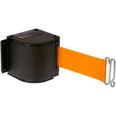 Lavi Industries Black Quick Mount Barricade, 18'L Orange Retractable Belt, Modified Mount