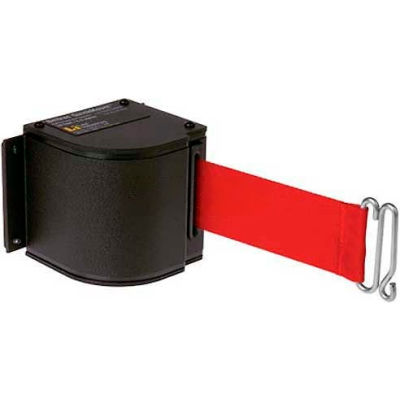 Lavi Industries Black Quick Mount Barricade, 18'L Red Retractable Belt, Modified Mount