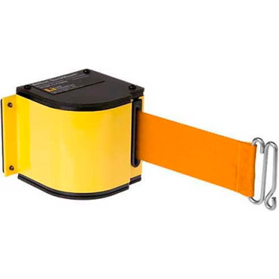 Lavi Industries Yellow Quick Mount Barricade, 18'L Orange Retractable Belt, Modified Mount