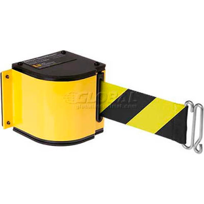 Lavi Industries Yellow Quick Mount Barricade, 18'L Black/Yellow Retractable Belt, Universal Mount