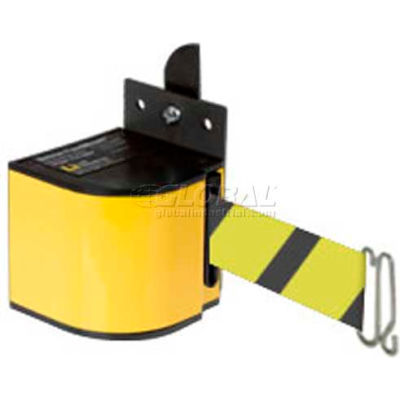 Lavi Industries Fixed Mount Safety Barricade, Safety Yellow, 18'L Black/Yellow Retractable Belt