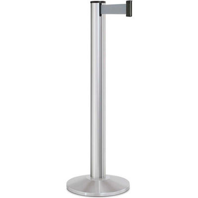 Lavi Industries Beltrac® Retractable Belt Barrier, 40" Silver Post, 13' Gray Belt
