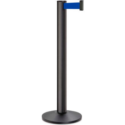 Lavi Industries Beltrac® Retractable Belt Barrier, 40" Black Post, 13' Blue Belt