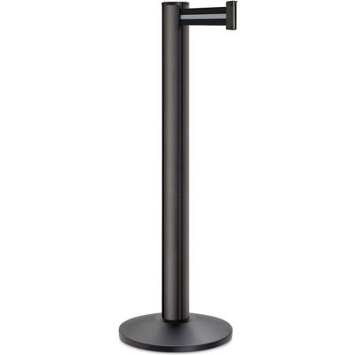 Lavi Industries Beltrac® Retractable Belt Barrier, 40" Black Post, 13' Silver/Black Belt
